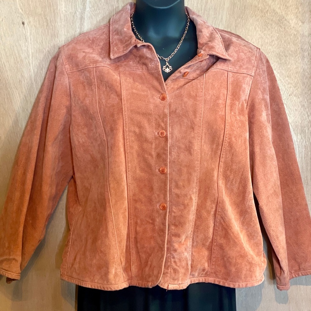 Live A Little Coral Leather Jacket 2X